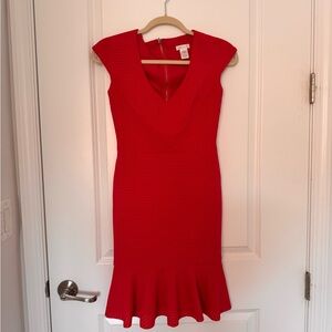 Cache Hot Pink V-Neck Cap Sleeve Dress